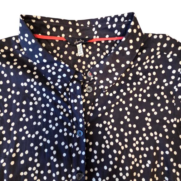 Joules Sadie Dress Navy Polka Dot Print, Tiered, Button Front, Collared, Sz 10 - Picture 8 of 12